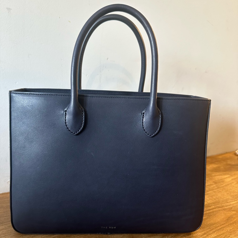 The Row Marine Leather Tote Navy Brand New